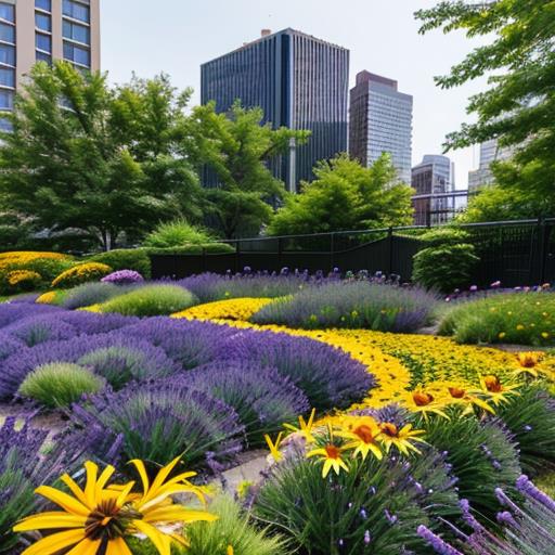 Perennial Flowers, Urban Gardens, High-Rise Views, Greening, City Oasis