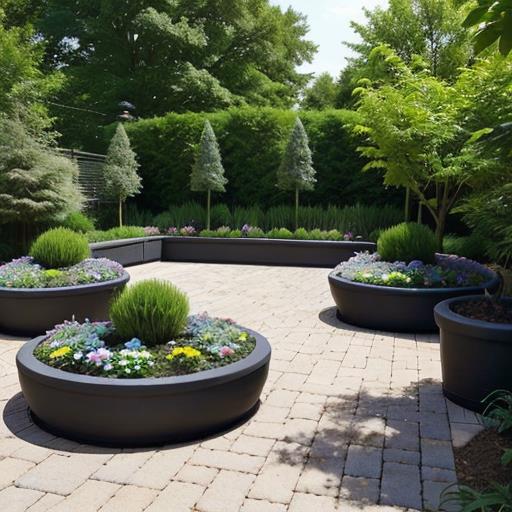 Perennial Paradise, Patio Plant Designs, Hardscape Perennials, Outdoor Greenery, Perennial Garden Integration