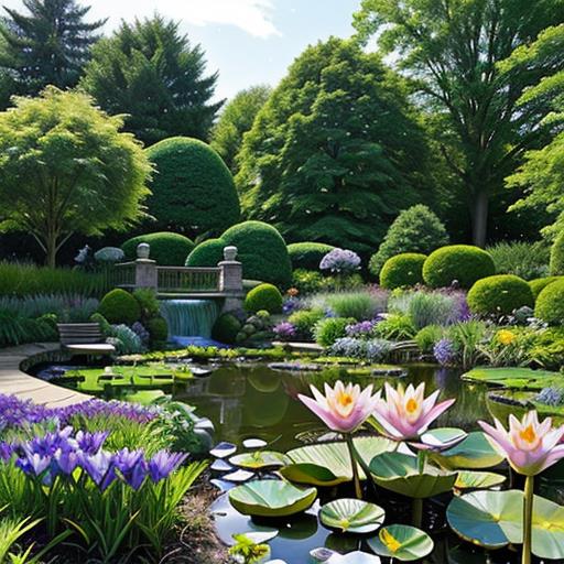 Perennial, Aquatic Plants, Water Feature, Garden, Serene Environment