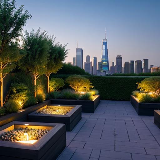 Rooftop garden, Perennial flowers, Cityscape serenity, Meditation oasis, Urban tranquility