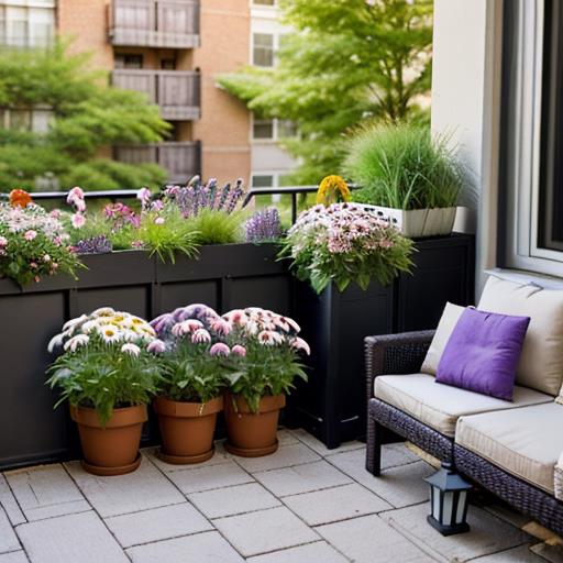 Zen Balcony, Perennial Flowers, Urban Serenity, Apartment Living, Container Gardening